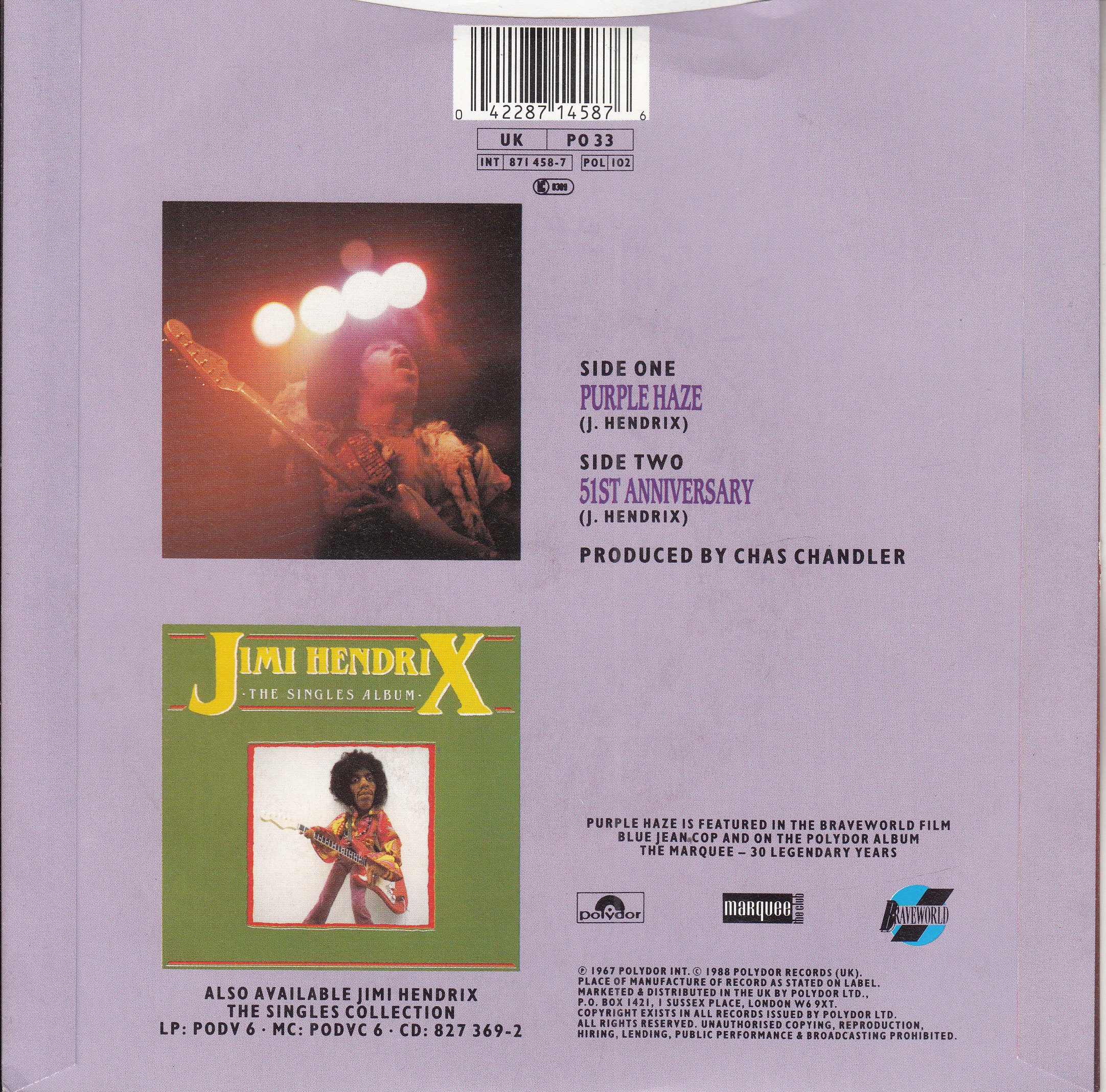 JIMI HENDRIX - Purple Haze (PIC SLV, UK PRESS) — Flamingo Records